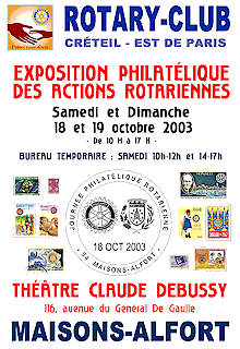 Journ�e philat�lique des actions rotariennes 18 et 19 octobre 2003